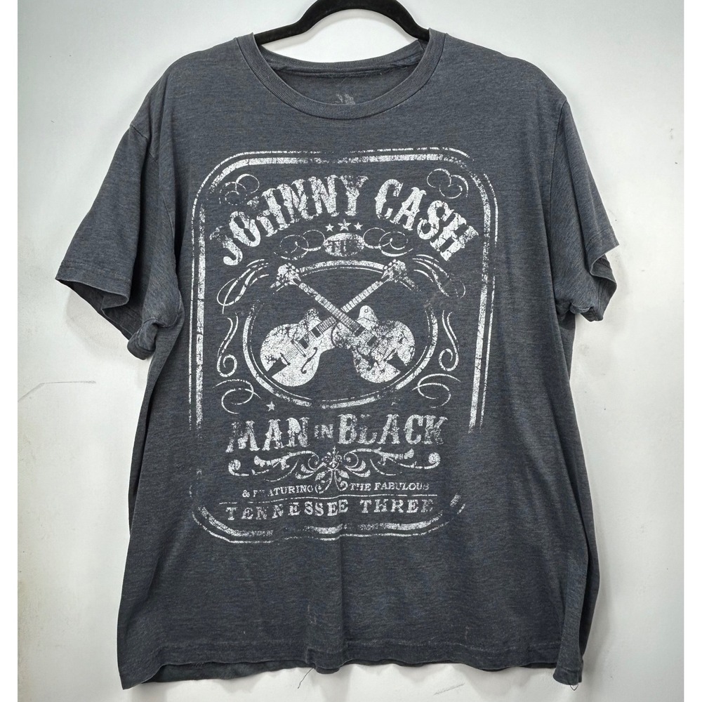 Johnny Cash Man In Black Zion Rootswear Graphic T-Shirt Charcoal Gray Mens XL